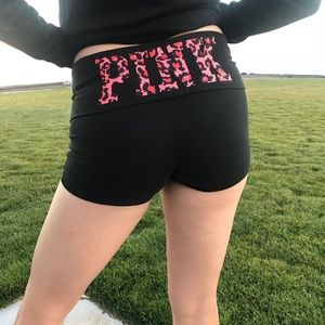 PINK fold over spandex short